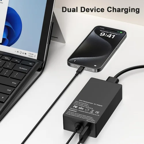 Vista 5 de Compatible con Microsoft Surface Charger, 65W Surface Pro Charger, compatible con Surface Pro 11,9,8,7,6,5,4,3,X Surface Laptop 7,6,5,4,3,2,1 Black6