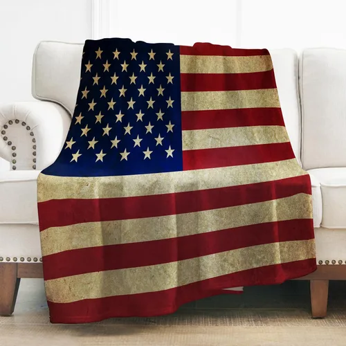 Vista 16 de Levens Manta de franela con silueta de soldado de la bandera estadounidense Grunge de 50 x 60 pulgadas, ultra suave, ligera, acogedora manta