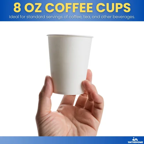 Vista 3 de Tazas de café de 8 onzas con tapas desechables de papel para café caliente (50 tazas y 50 tapas)