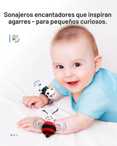 Vista 3 de Infinno Juego de calcetines con sonajero y brazalete para bebés de alto contraste, juguetes sensoriales ideales para bebés recién nacidos de 0 a 12