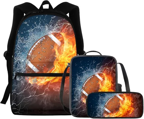 Vista 117 de FOR U DESIGNS Fuego baloncesto impreso niños escuela mochilas viaje mochila libro bolsa