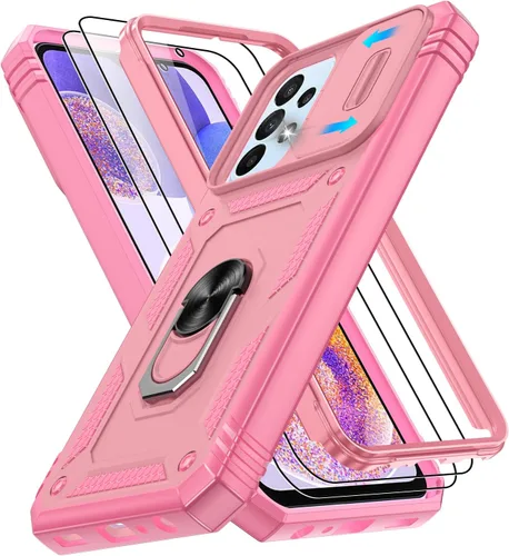 Vista 253 de Gritup Funda para Google Pixel 6 con cubierta deslizante para cámara y protector de pantalla (2 unidades), soporte de anillo giratorio 360°, funda