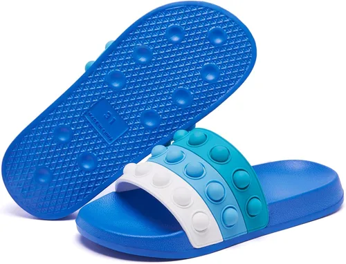 Vista 7 de Engtoy Sandalias para niños y niñas, unisex, ligeras, antideslizantes, puntera abierta, cómodas, para ducha, playa, divertidas sandalias