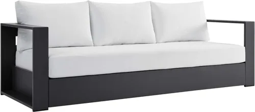 Vista 14 de Modway Tahoe - Sofá de aluminio para patio exterior en gris carbón