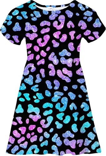 Vista 15 de Vestidos para niñas con estampado lindo, de manga corta, vestidos casuales de verano para niñas de 4 a 10 años