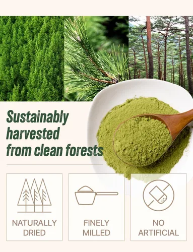 Vista 5 de NICE WITCH'S Pine Needle Powder 8 oz (227 g), 100% polvo de hoja de pino coreano para té, té de hierbas sin cafeína, suave y naturalmente refrescante
