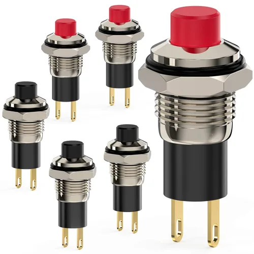 Vista 11 de Interruptor de botón, Interruptores mini autobloqueables de cierre 10mm redondos DC24V 0.5A Negro con tapa 5 piezas con cable de 20cm