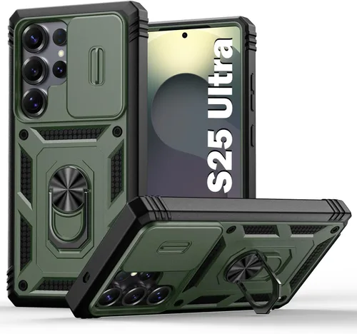 Vista 162 de PASNEW Funda militar para iPhone 13 Pro Max, cubierta de cámara deslizante y soporte de anillo de metal de 360°, carcasa rígida multicapa resistente