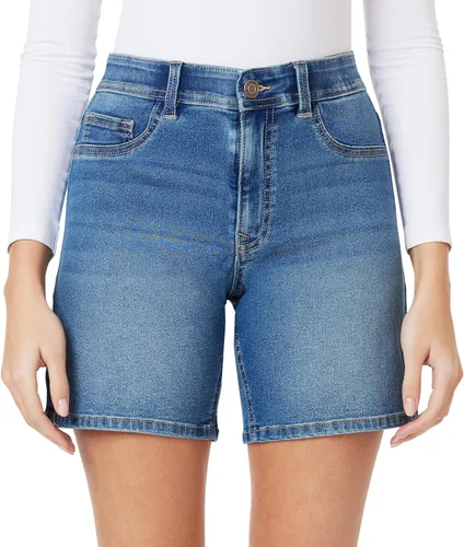 Vista 11 de Angels Forever Young Pantalones cortos de mezclilla 360 Sculpt de 5 y 7 pulgadas de entrepierna a medio muslo para mujer, tallas 6-16 5" Manhattan