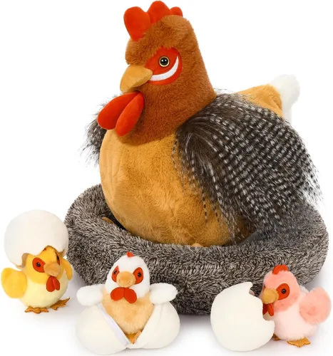 Vista 18 de MaoGoLan 4 animales de peluche de castor con tres bebés en el interior, regalo de felpa de castor gigante esponjoso de 17.7 pulgadas, divertidos