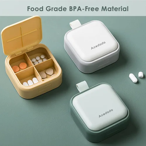 Vista 3 de Pastillero pequeño, lindo pastillero – Acedada Travel Daily Pastillero, contenedor portátil de píldoras bonito para bolsillo, soporte compacto