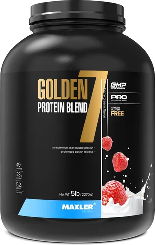 Vista 15 de Maxler Golden 7 Protein Blend - Proteína en polvo para ganancia muscular y recuperación - Polvo de proteína de fresa de 2 libras