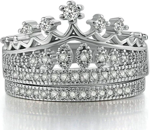 Vista 4 de XAHH - Anillo de boda de oro blanco de 18 quilates para mujer