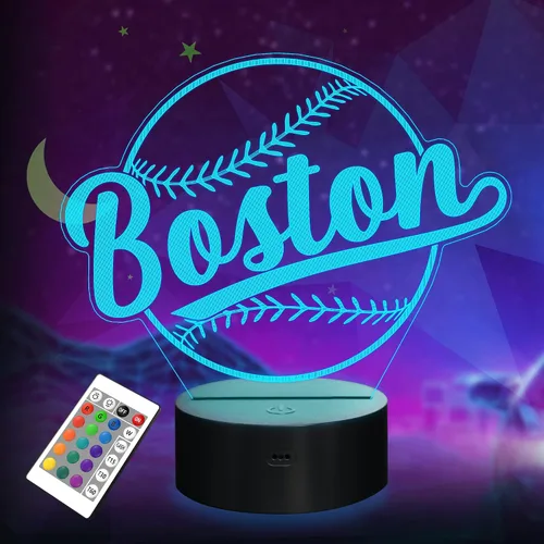 Vista 11 de Regalos de béisbol, luz nocturna de béisbol, lámpara de ilusión 3D para regalo de niños con 16 colores cambiantes, control remoto, iluminación