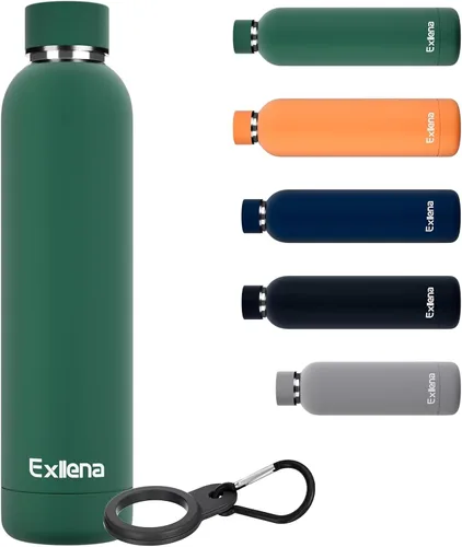 Vista 30 de Exllena Botella de agua pequeña de 12 onzas con clip, doble pared de acero inoxidable al vacío, pequeña botella de agua aislada que mantiene
