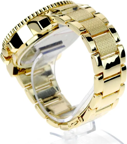 Vista 5 de Techno - Reloj de pulsera para hombre, diseño de hip hop, color dorado