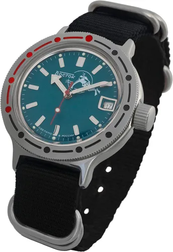 Vista 2 de Vostok Amphibian - Reloj de pulsera automático para hombre con cuerda militar de buceo con caja