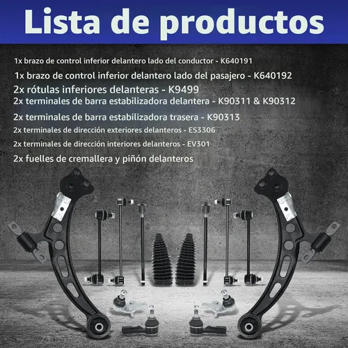 Vista 3 de Brazo de control, 14 piezas de suspensión delantera inferior kit rótulas