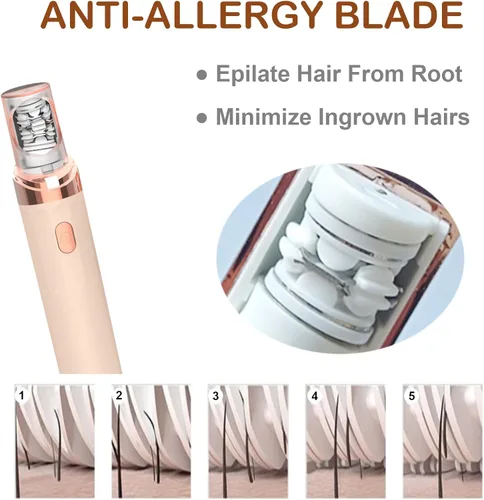 Vista 5 de Depiladoras depiladoras para mujeres, depiladora y eliminación de deslizamiento suave 2 en 1, tamaño mini para axilas faciales, espalda, sistema