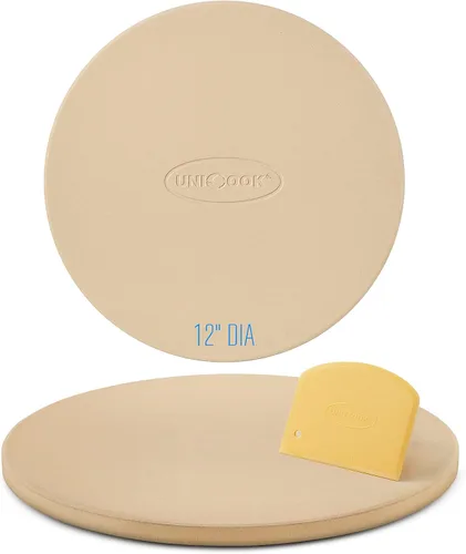 Vista 12 de UNICOOK - Piedra redonda para hornear pizza, 10", 12", 14", 15", 16", para horno y parrilla Even Heating and Consistent Heat Retention, Creates
