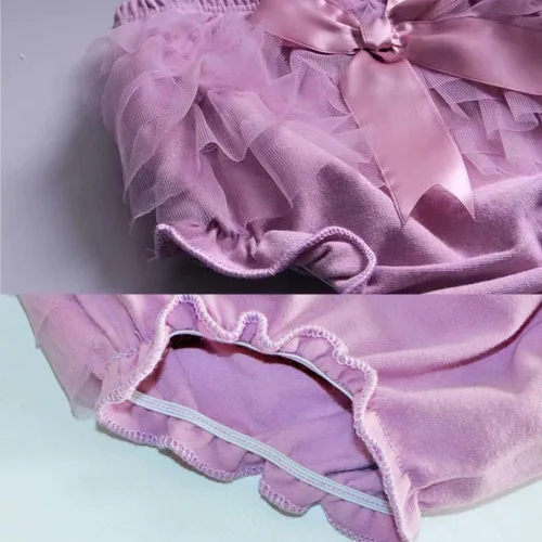 Vista 3 de Pantalones cortos Bloomers para bebé, de tul con volantes, trajes de encaje