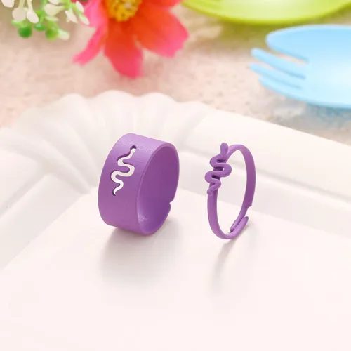 Vista 3 de TikTok - Anillo de serpiente con diseño de rompecabezas diseño de serpiente ajustable rosa promesa abierta anillos de compromiso para mujeres y niñas