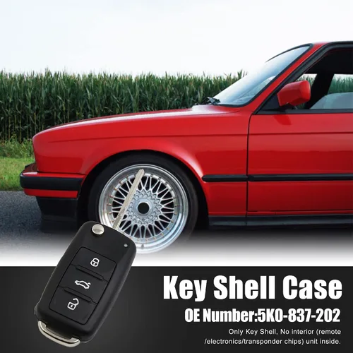 Vista 2 de uxcell Nuevo reemplazo Flip plegable remoto clave caso Shell 5K0-837-202 para VW Beetle Caddy Jetta 2011-2013