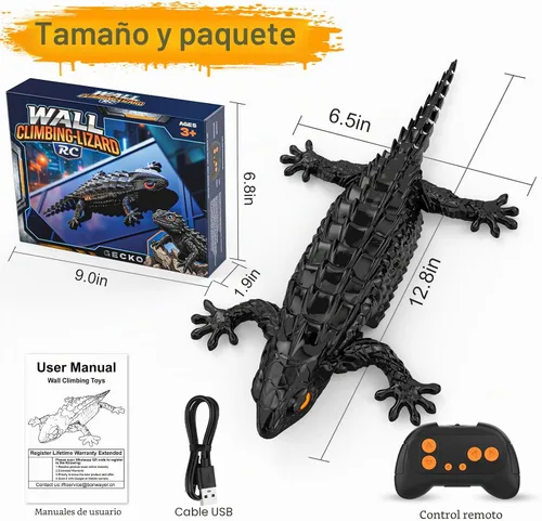 Vista 7 de Gecko de escalada de pared a RC, robot de control remoto recargable Negro
