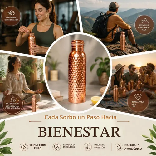 Vista 7 de Novera Botella de agua de cobre puro prémium de 34 oz (33.8 fl oz)