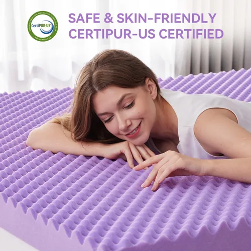 Vista 5 de SINWEEK Cubrecolchón de Espuma Viscoelástica con Diseño de Huevera de 1.5 Pulgadas Tamaño Individual, Almohadilla de Colchón Suave para Alivio