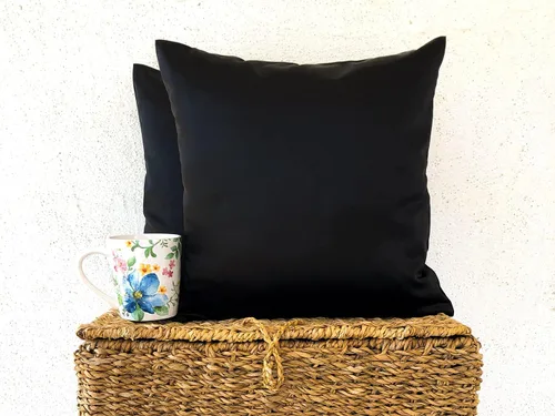 Vista 3 de AVKA Studio Fundas de Cojines Decorativos de Satén de Calidad Gruesa - Juego de 2 - Negro 12x12 pulgadas Fundas de Almohada Decorativas - con Forro