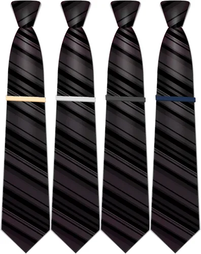 Vista 6 de Selizo 4 clips de corbata para hombre, Plata