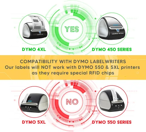 Vista 5 de HOUSELABELS DYMO 30252 - Etiquetas de dirección verdes compatibles (1-1/8 pulgadas x 3-1/2 pulgadas), adhesivo permanente fuerte, compatibles