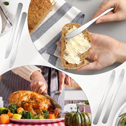 Vista 3 de Gisafai 72 cuchillos de cena de acero inoxidable de 8.3 pulgadas, cuchillos separadores de cubiertos, cuchillo de mantequilla duradero para mesa