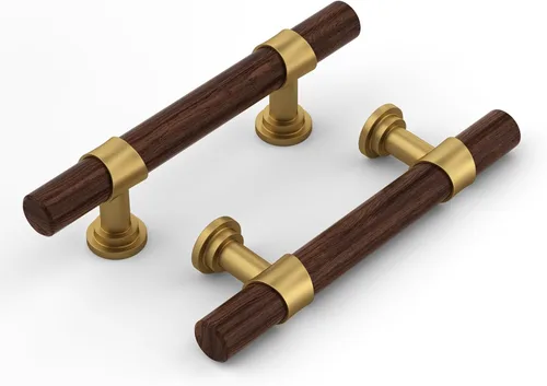 Vista 9 de Haliwu Paquete de 10 Tiradores de Gabinete Negros Tiradores de Gabinete Negros y Dorados, Tiradores de Cajón de Tocador Dorados Barrel para Herrajes