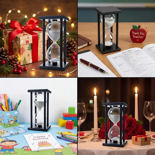 Vista 8 de Reloj de arena con temporizador de arena de 15 minutos, reloj de hora con decoración de arena para niños, reloj de arena para habitación
