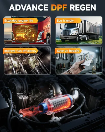 Vista 2 de FOXWELL Escáner de camión resistente HD500 - Escáner diesel con regen DPF/corte de inyector/ajuste de límite, herramienta de diagnóstico diesel