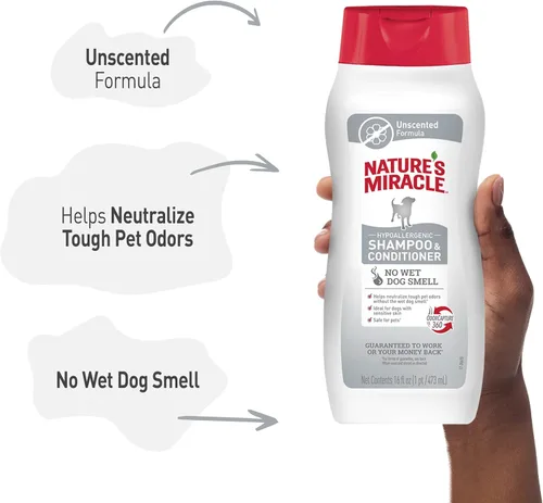 Vista 7 de Nature's Miracle Champú y acondicionador hipoalergénico para perros, 16 onzas, sin perfume