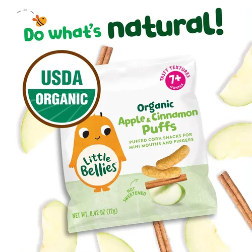 Vista 3 de Little Bellies Bocadillo orgánico de manzana y canela para bebés (paquete de 18 paquetes individuales de 0.42 onzas)