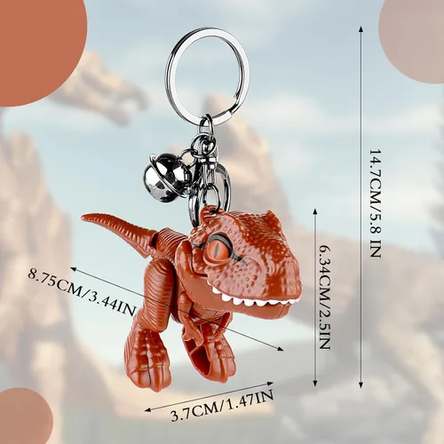 Vista 3 de Cobee Lindo llavero de dinosaurio, llavero de regalo de dibujos animados Kawaii, llavero móvil de dinosaurio para mujeres y hombres mochilas