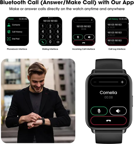 Vista 5 de Reloj inteligente para hombres y mujeres, fuente grande de 1.91 pulgadas, no requiere aplicación/teléfono, rastreador de actividad física