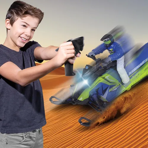 Vista 5 de NKOK Polaris Switchback Assault RC - Juguete para motos de nieve a control verde con azul