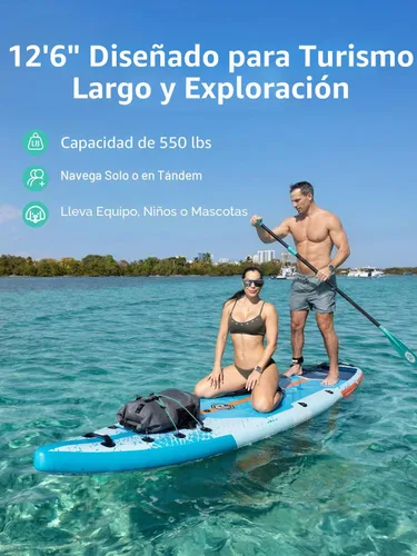 Vista 6 de Niphean Tabla inflable de la paleta con los accesorios 10'6''/12'6" estable Prisa profunda