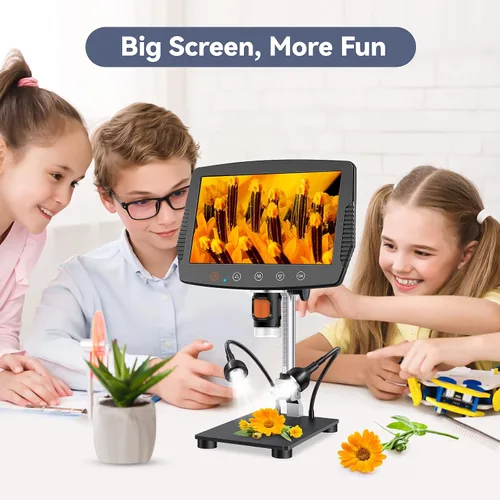 Vista 7 de Hayve Microscopio digital LCD de 9 pulgadas, microscopio de moneda de aumento de 1500X con cámara de 16 MP, microscopio de soldadura micro