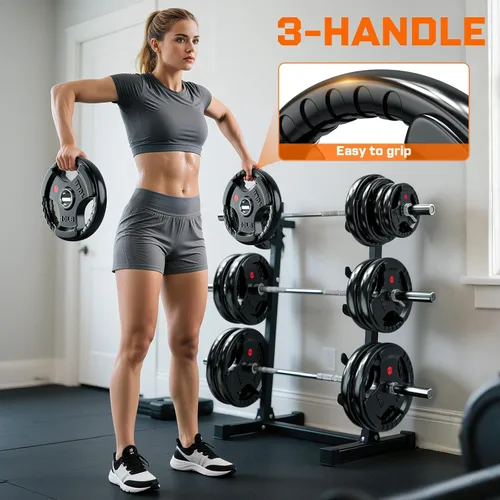 Vista 4 de XDDIAS Placas de peso de goma para barra, placa de agarre olímpico de 2 pulgadas para entrenamiento de fuerza, levantamiento de pesas y culturismo