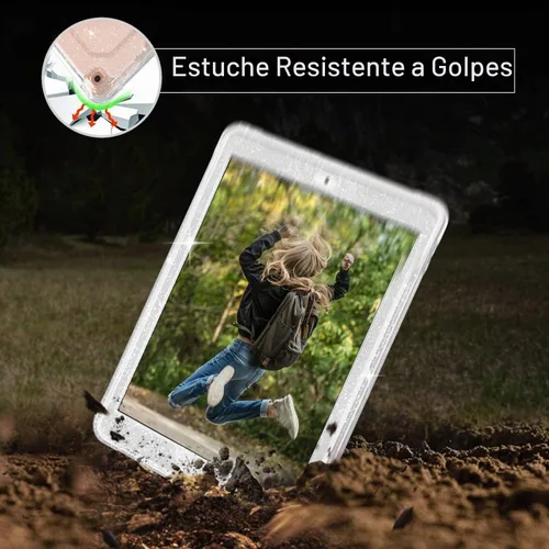 Vista 5 de ZoneFoker Funda para iPad de 9ª generación, para iPad de 8ª/7ª generación de 10.2 pulgadas Funda 2021/2020/2019, transparente con purpurina