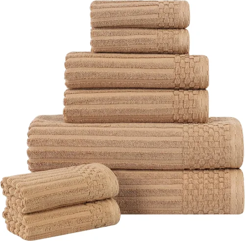 Vista 95 de Superior Juego de 6 toallas de algodón sólido y acanalado, toallas de cara de 13 x 13 pulgadas, toallas de mano de 16 x 28 pulgadas, toallas de baño