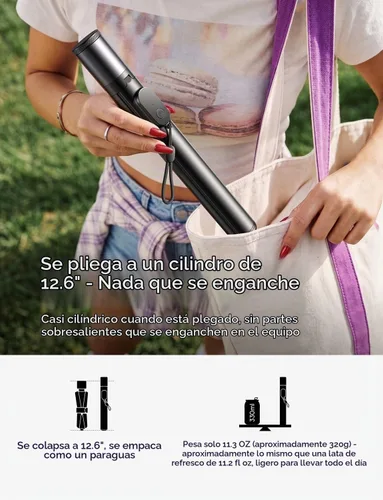 Vista 5 de LISEN - Trípode selfie stick de 67 pulgadas con control remoto para creadores de contenido Content creator essentials: 67" phone tripod with