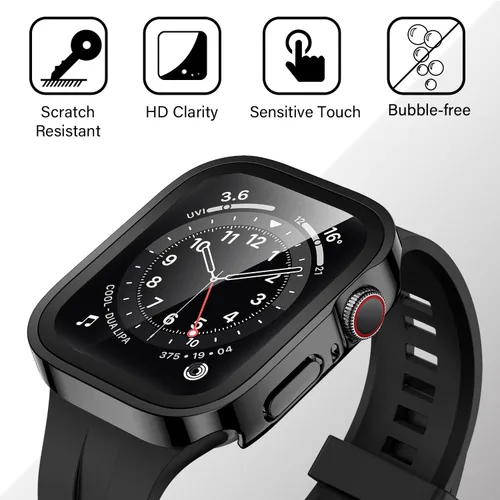 Vista 6 de Amizee Paquete de 2 fundas compatibles con Apple Watch de 1.575 pulgadas Series 6/5/4/SE con protector de pantalla integrado, carcasa rígida