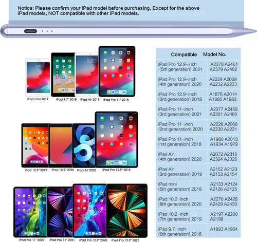 Vista 9 de Lápiz óptico para iPad 2018-2026, accesorios activos para iPad Blanco